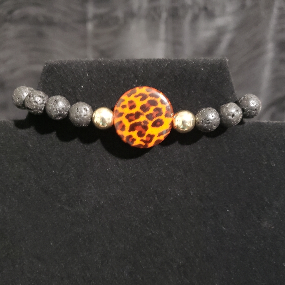 Handmade Lava bead & LEOPARD 🐆 Bracelet